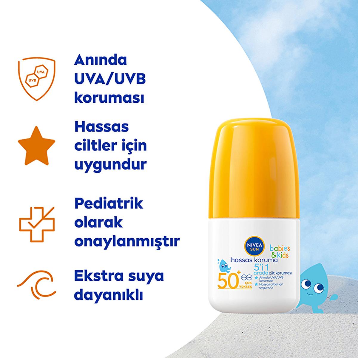 Nivea Baby Sunscreen SPF 50 - Gentle Sun Protection Roll-On for Sensitive Skin - UVA/UVB Protection, Water Resistant - Pediatrician Approved