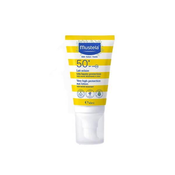 Mustela Sunscreen Lotion SPF 50+ - Water Resistant, Organic Avocado, Family Sun Protection