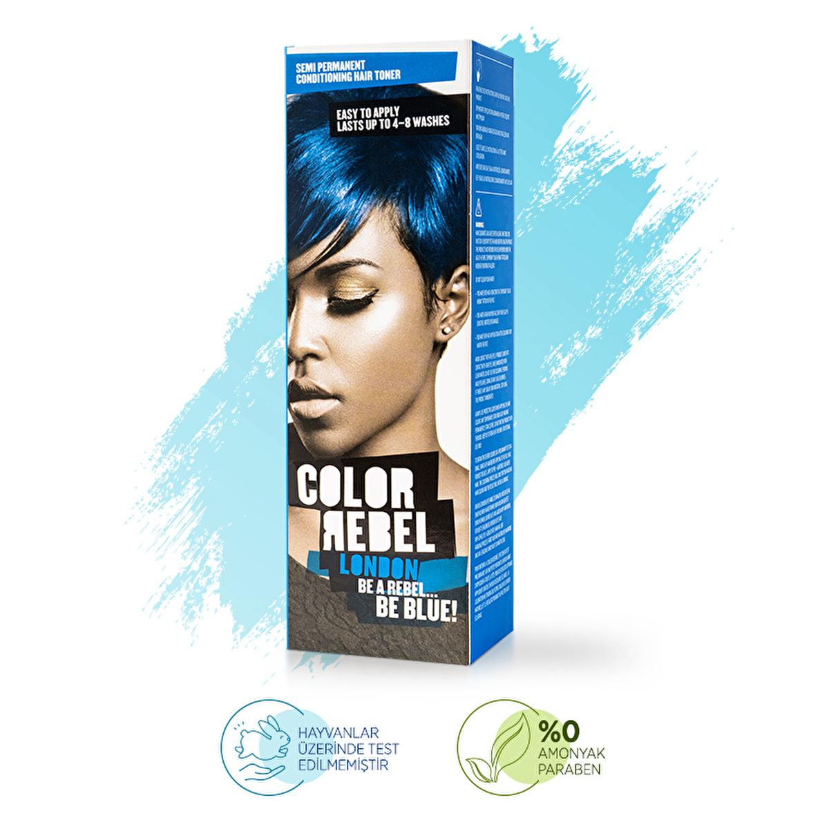 Color Rebel London Semi-Permanent Hair Dye - Paraben-Free, Ammonia-Free, Cruelty-Free Mavi 100 ml