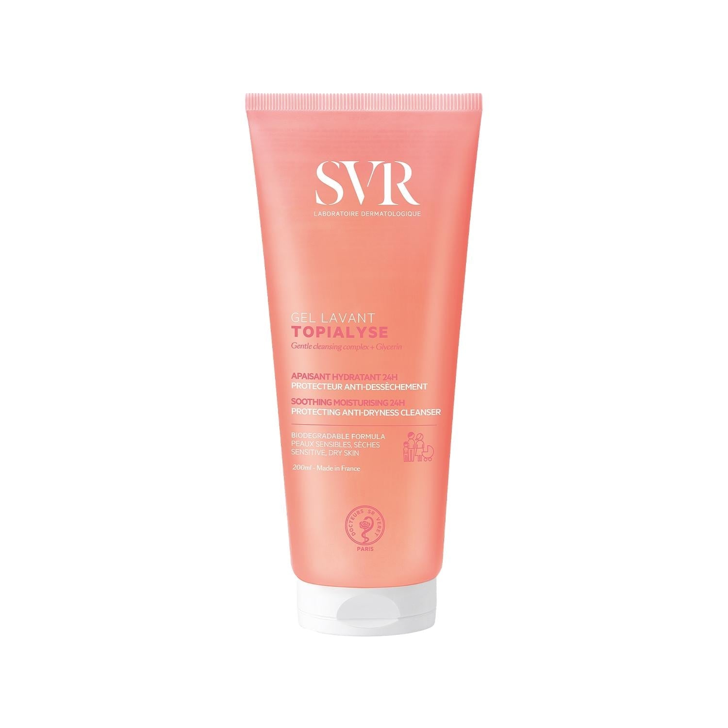 SVR Topialyse Face Wash Gel - Gentle, Dermatologically Tested Cleanser for Sensitive Skin, 6.76 fl oz