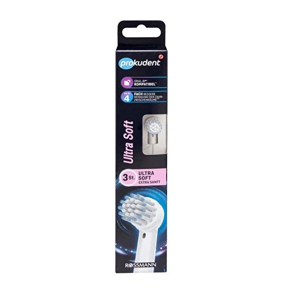 Prokudent Electric Toothbrush Replacement Heads - Ultra Soft, Oral-B Compatible, 3-Pack