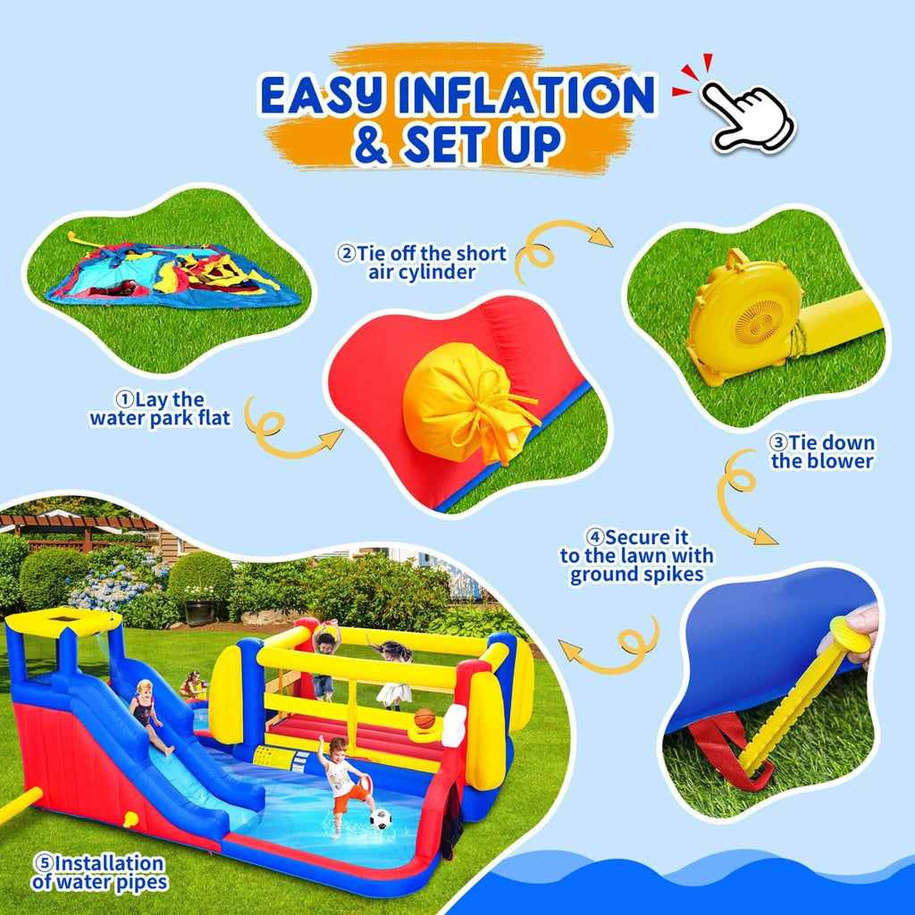 7-in-1 Inflatable Water Park with Slide, Pool, And Bounce House (SAK74216) – SAKSBY WHOLESALE, view 3