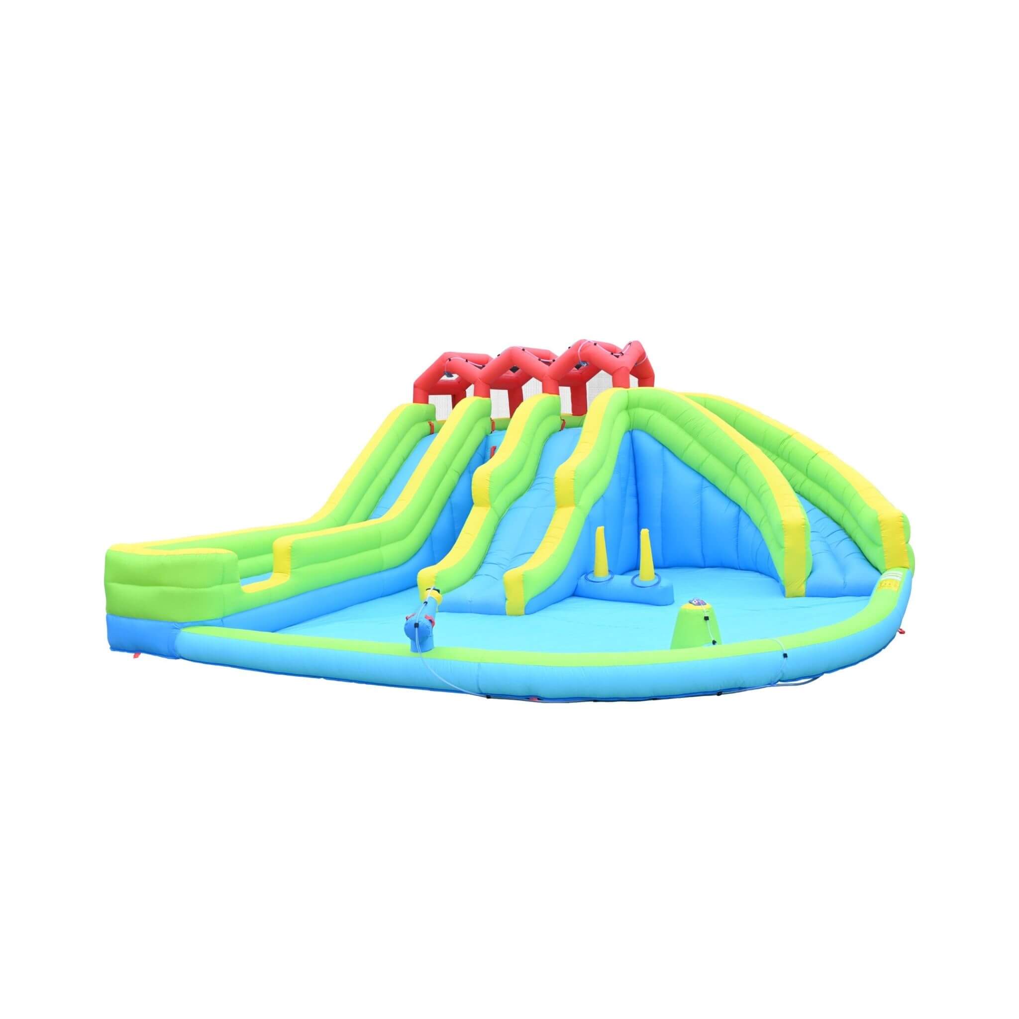 7-In-1 Inflatable Water Park With Triple Slides, Water Gun, And Climbing Wall (SAK98134) – SAKSBY WHOLESALE, view 9