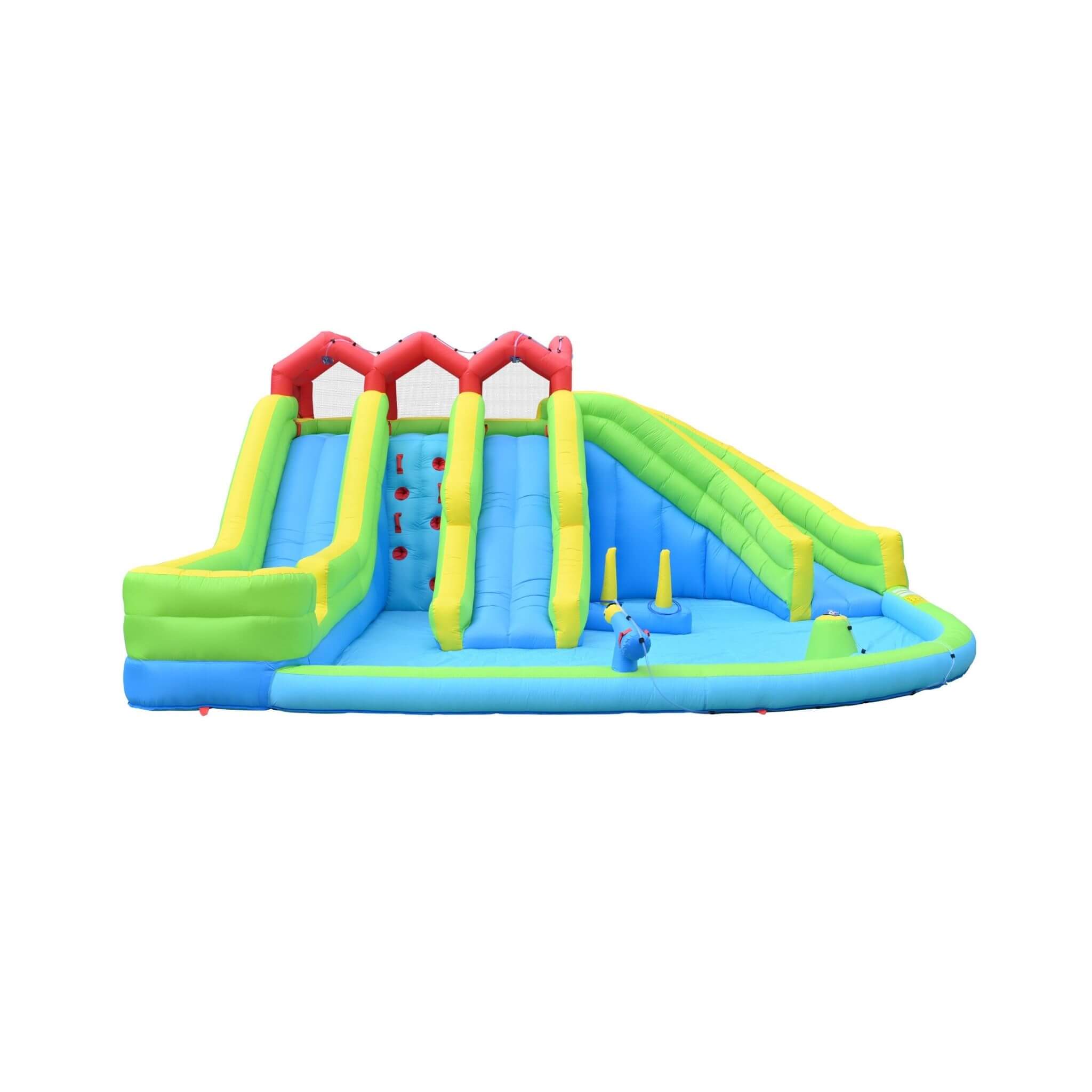 7-In-1 Inflatable Water Park With Triple Slides, Water Gun, And Climbing Wall (SAK98134) – SAKSBY WHOLESALE