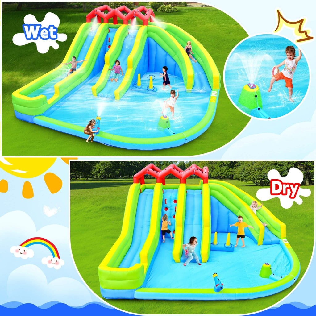 7-In-1 Inflatable Water Park With Triple Slides, Water Gun, And Climbing Wall (SAK98134) – SAKSBY WHOLESALE, view 4