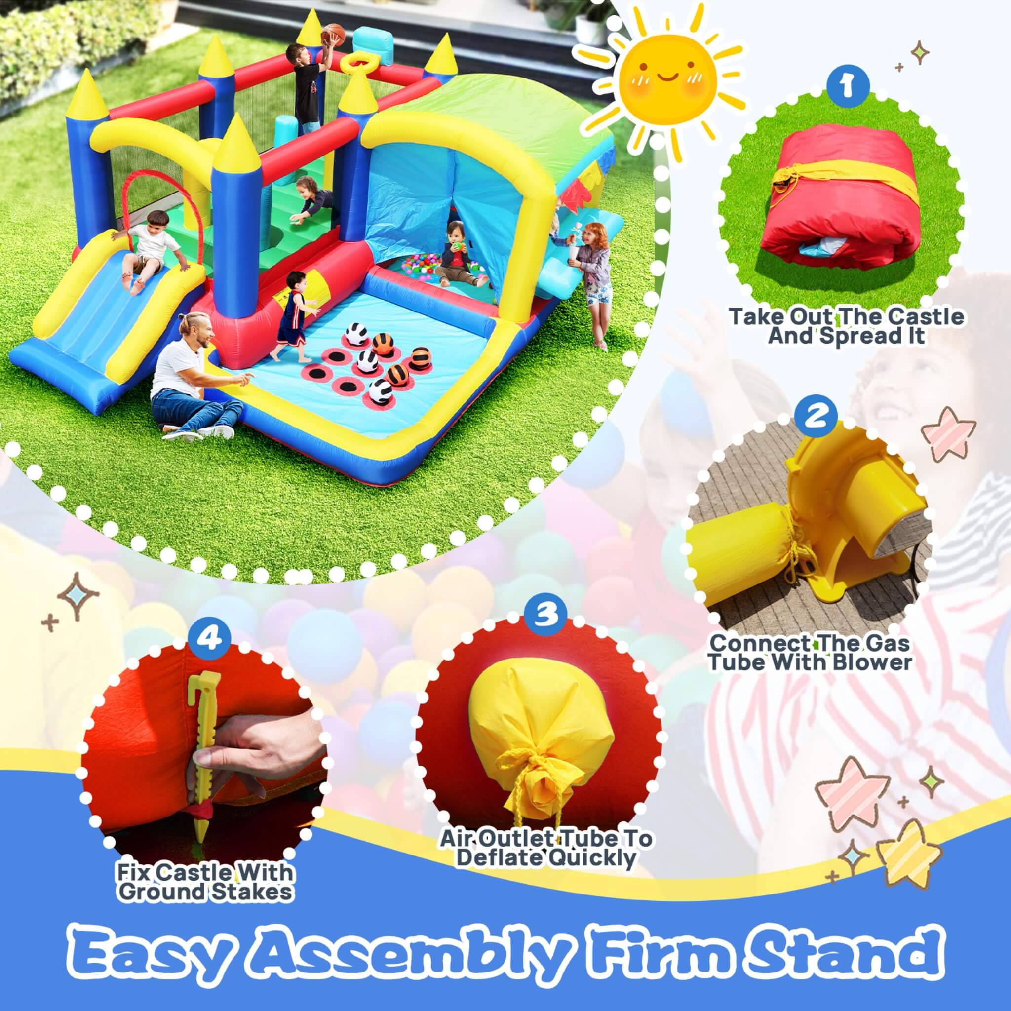 7-In-1 Inflatable Bounce House With Ball Pit, Obstacles And Bouncy Castle (SAK50823) – SAKSBY WHOLESALE, view 8
