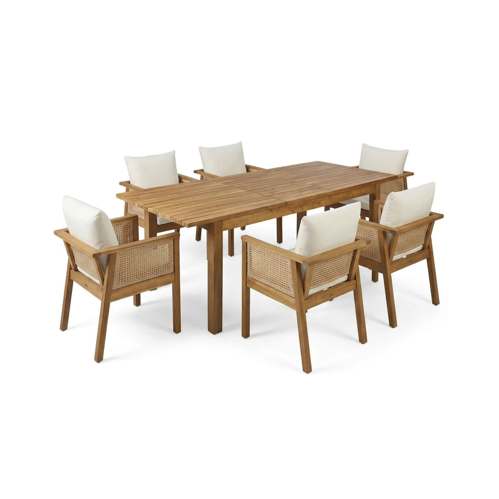 Alora 7-Piece Acacia Wood Outdoor Dining Set With Cushions And Table (SAK14657) – SAKSBY WHOLESALE, view 3