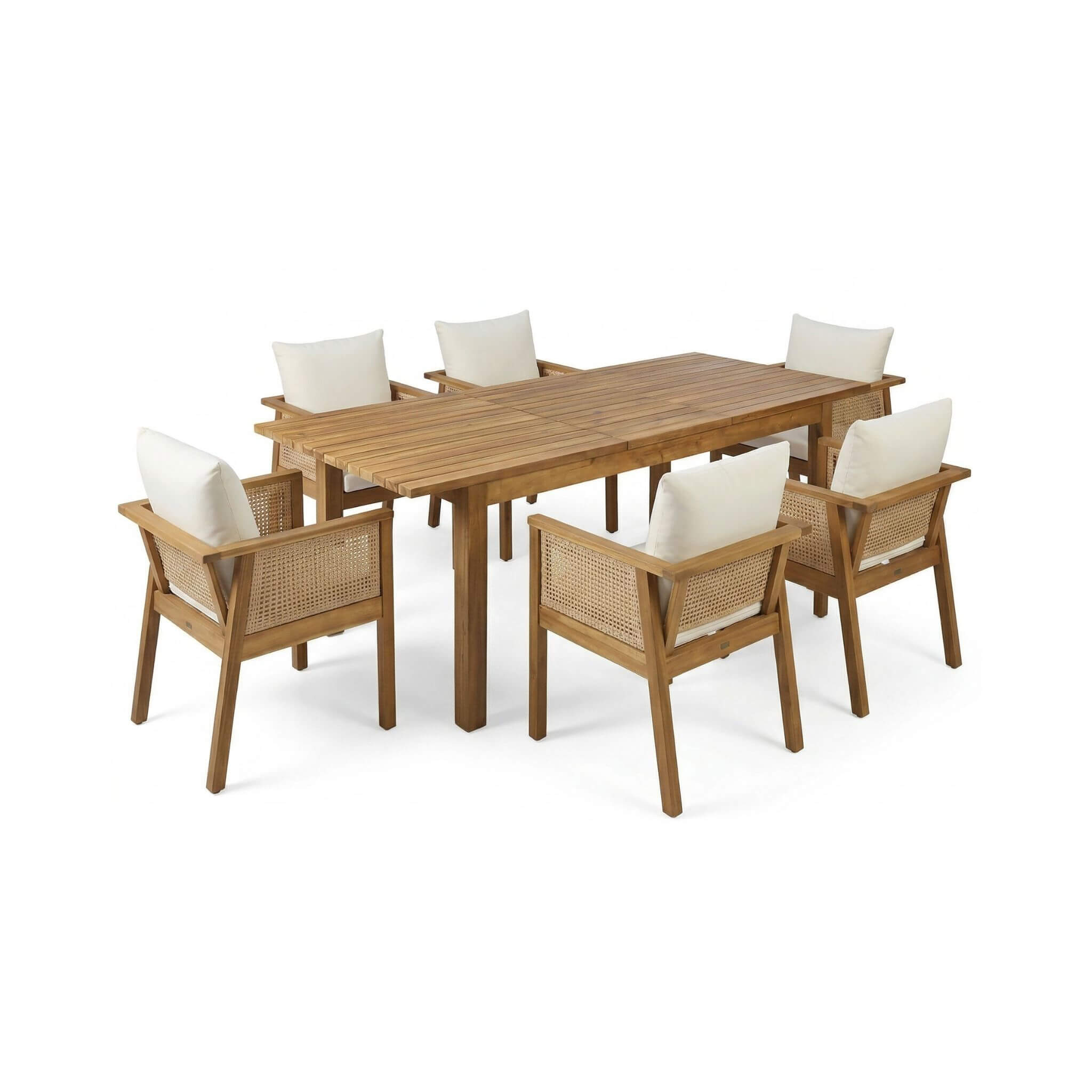 Alora 7-Piece Acacia Wood Outdoor Dining Set With Cushions And Table (SAK14657) – SAKSBY WHOLESALE, view 3