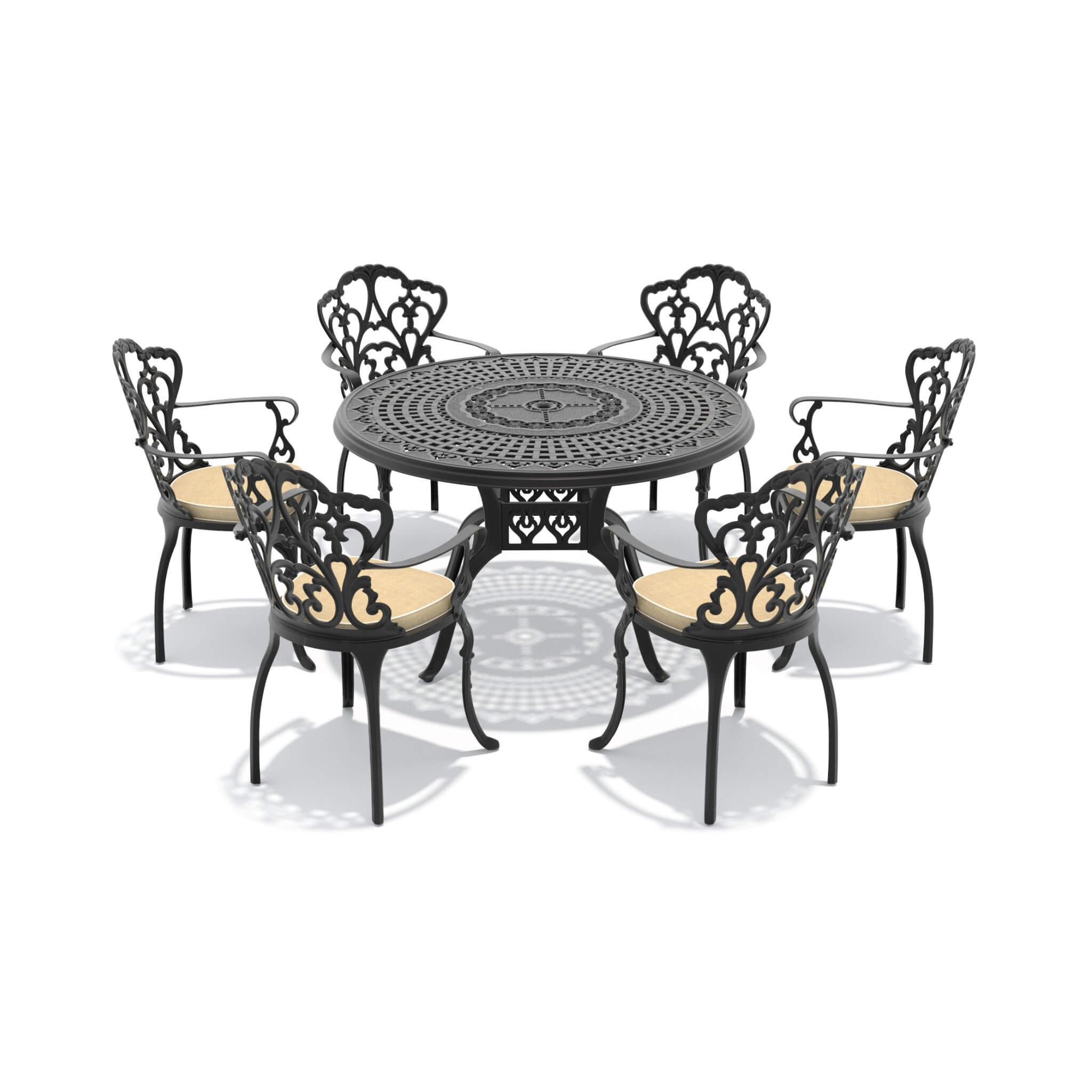 Alora 7-Piece Cast Aluminum Patio Furniture Set With Black Frame And Off-White Cushions (SAK12948) – SAKSBY WHOLESALE, view 4