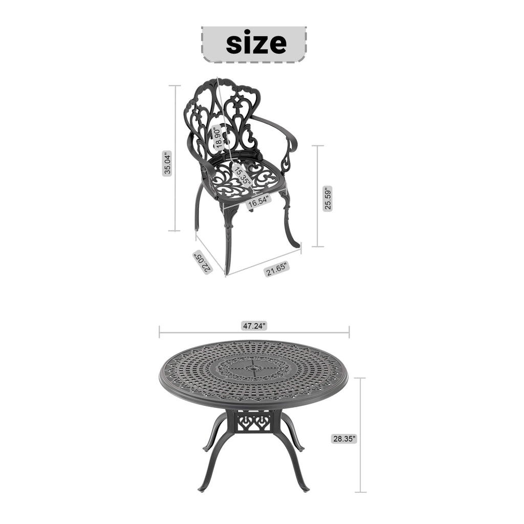 Alora 7-Piece Cast Aluminum Patio Furniture Set With Black Frame And Off-White Cushions (SAK12948) – SAKSBY WHOLESALE, view 1