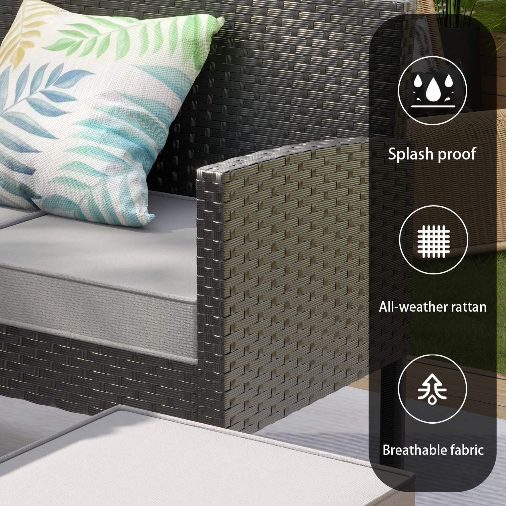 Alora 7-Piece Modern Outdoor Patio Furniture Set With Waterproof Cushions & Glass Table (SAK55673) – SAKSBY WHOLESALE, view 6