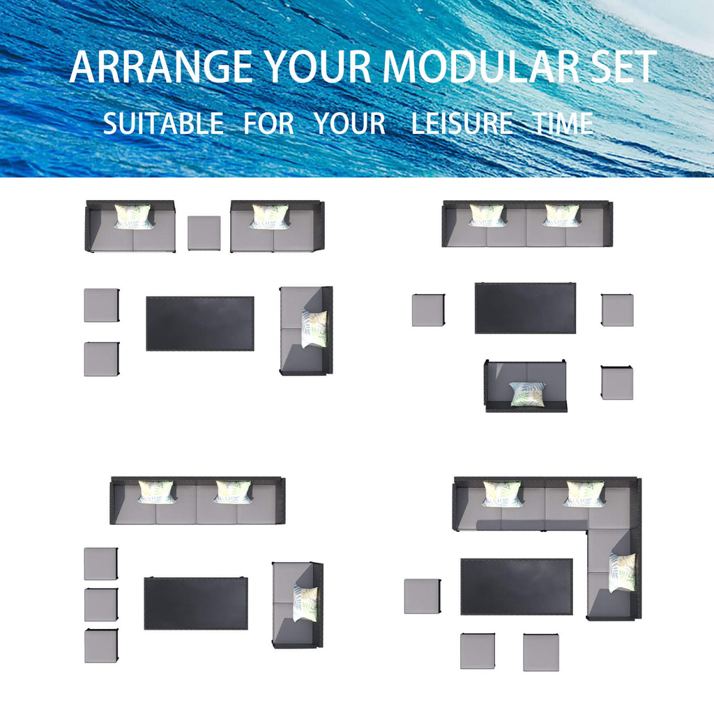 Alora 7-Piece Modern Outdoor Patio Furniture Set With Waterproof Cushions & Glass Table (SAK55673) – SAKSBY WHOLESALE, view 7