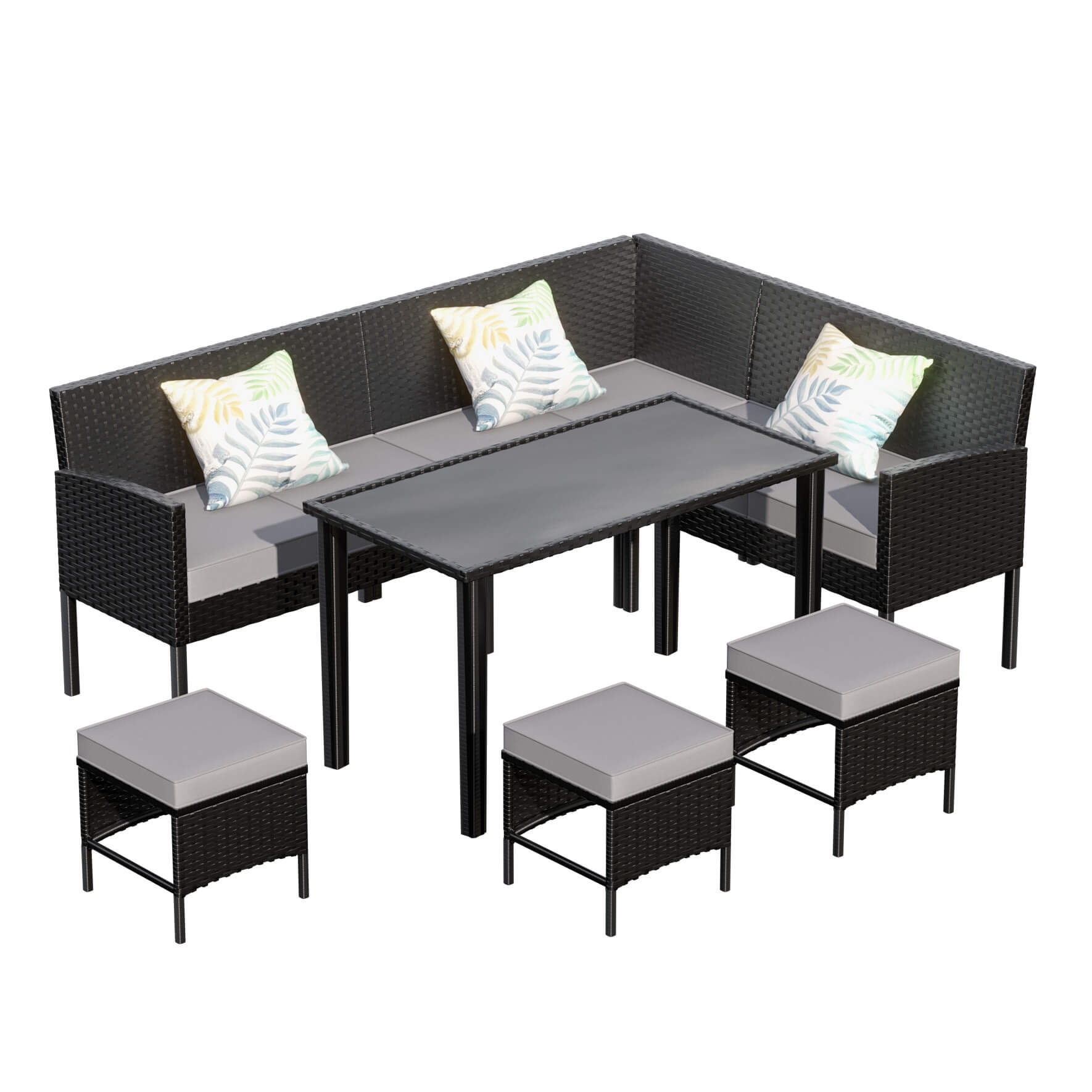 Alora 7-Piece Modern Outdoor Patio Furniture Set With Waterproof Cushions & Glass Table (SAK55673) – SAKSBY WHOLESALE, view 3