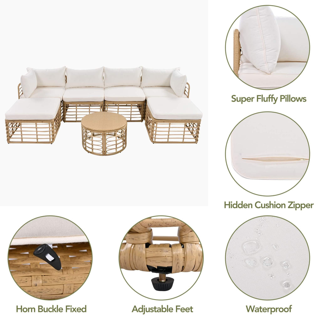 Alora 7-Piece Outdoor All-Weather Rattan Patio Sofa Set With Cushions (SAK47230) – SAKSBY WHOLESALE, view 6