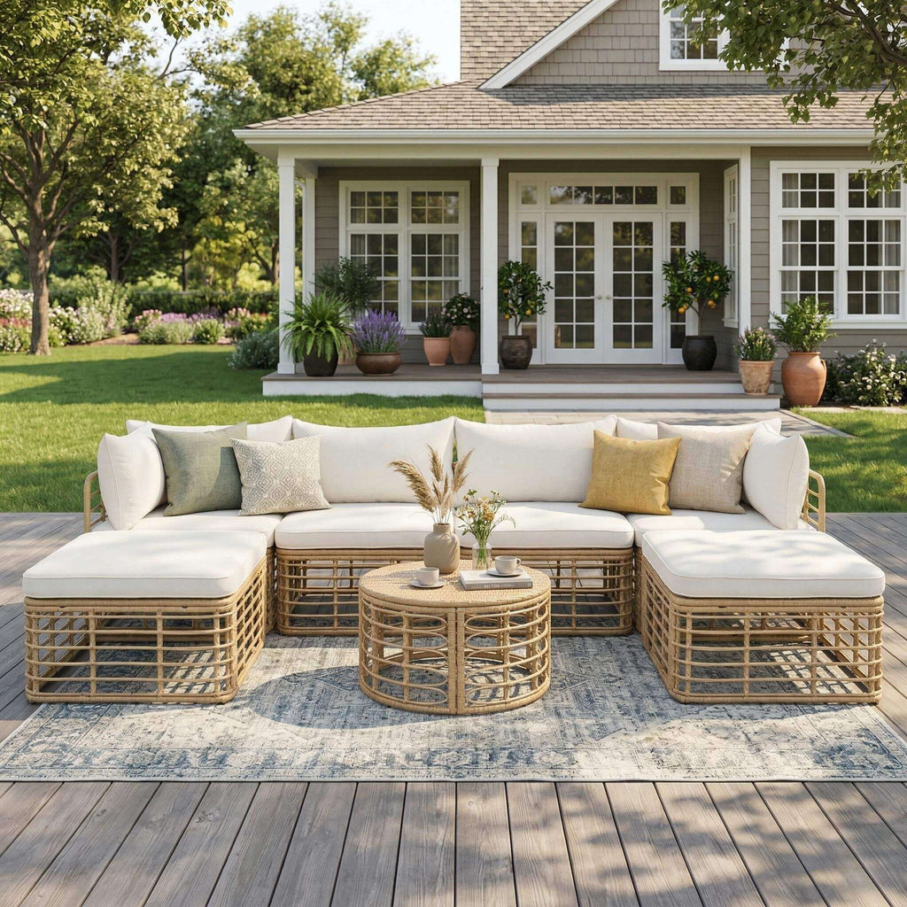 Alora 7-Piece Outdoor All-Weather Rattan Patio Sofa Set With Cushions (SAK47230) – SAKSBY WHOLESALE