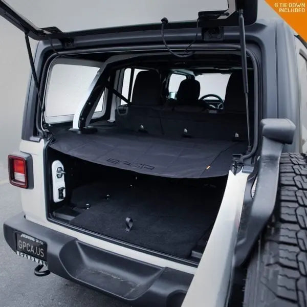 GPCA Jeep Wrangler JL 4DR Cargo Cover PRO (2018+) — in-use photo