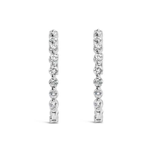 14K White Gold 5.00 Cttw Lab Grown Diamond Inside-Out Hoop Earring