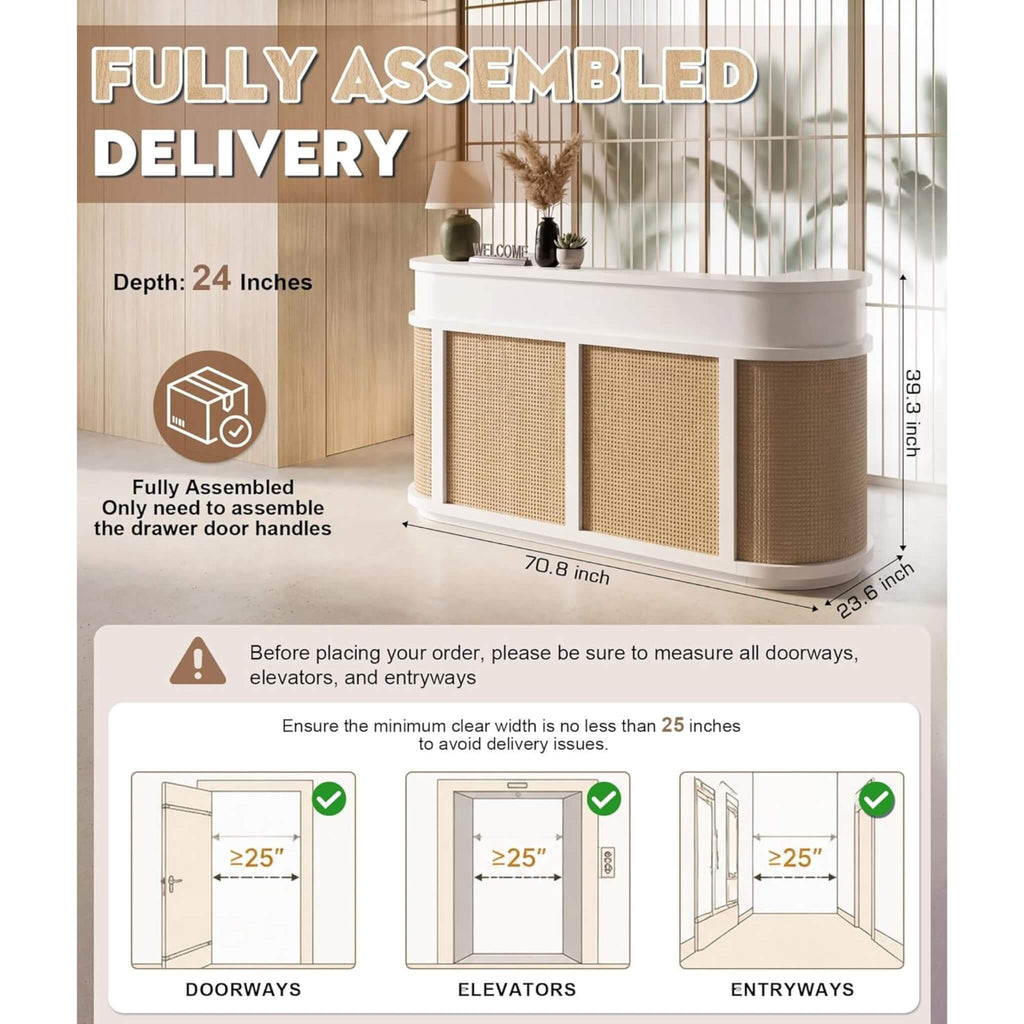 Velmor 70-Inch Modern Wooden Reception Desk With Lockable Drawers (SAK26148) – SAKSBY WHOLESALE, view 6