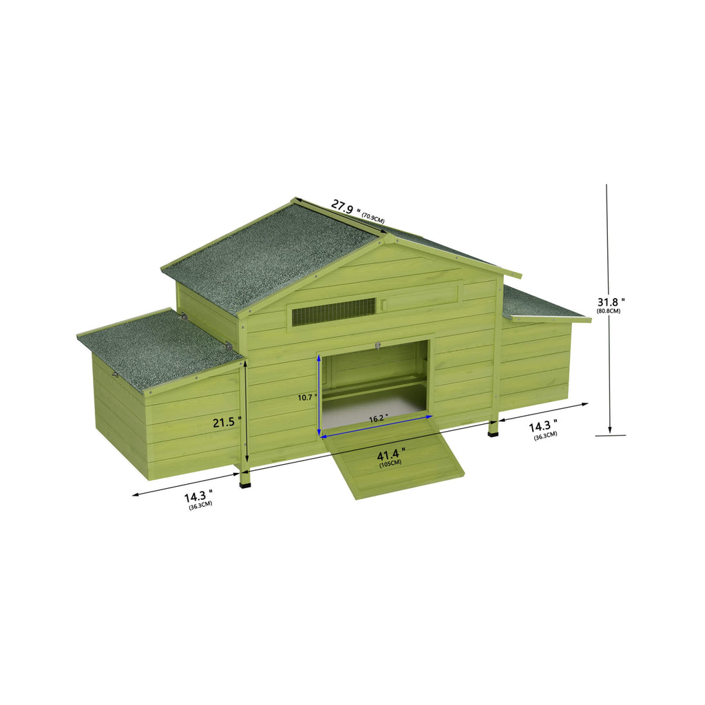 70-Inch Wooden Chicken Coop With Nesting Box, Perch, And Run Doors (SAK74619) – SAKSBY WHOLESALE, view 13