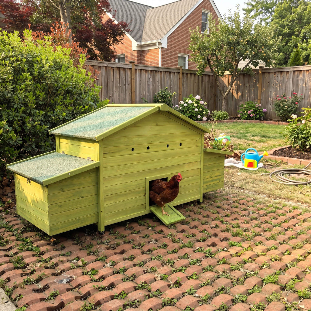 70-Inch Wooden Chicken Coop With Nesting Box, Perch, And Run Doors (SAK74619) – SAKSBY WHOLESALE, view 5