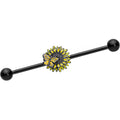 BodyCandy 14G Black Sunflower Butterfly Industrial Barbell 38mm — main product shot