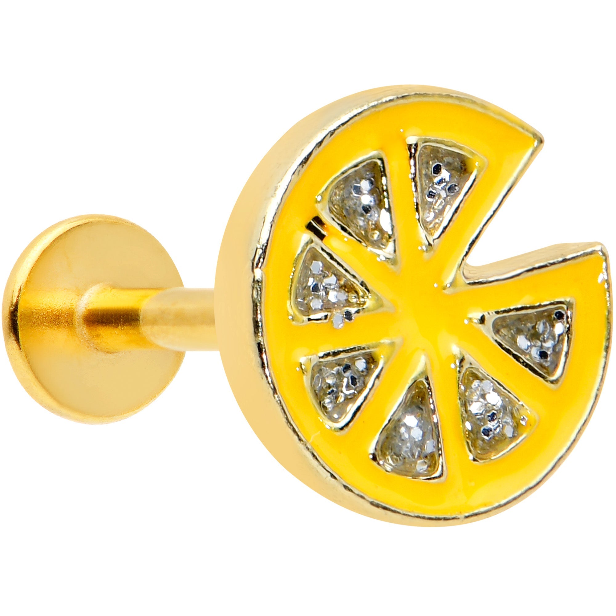 BodyCandy 16G 5/16 Clear Gem Gold Tone Tasty Orange Fruit Labret Tragus — main product shot