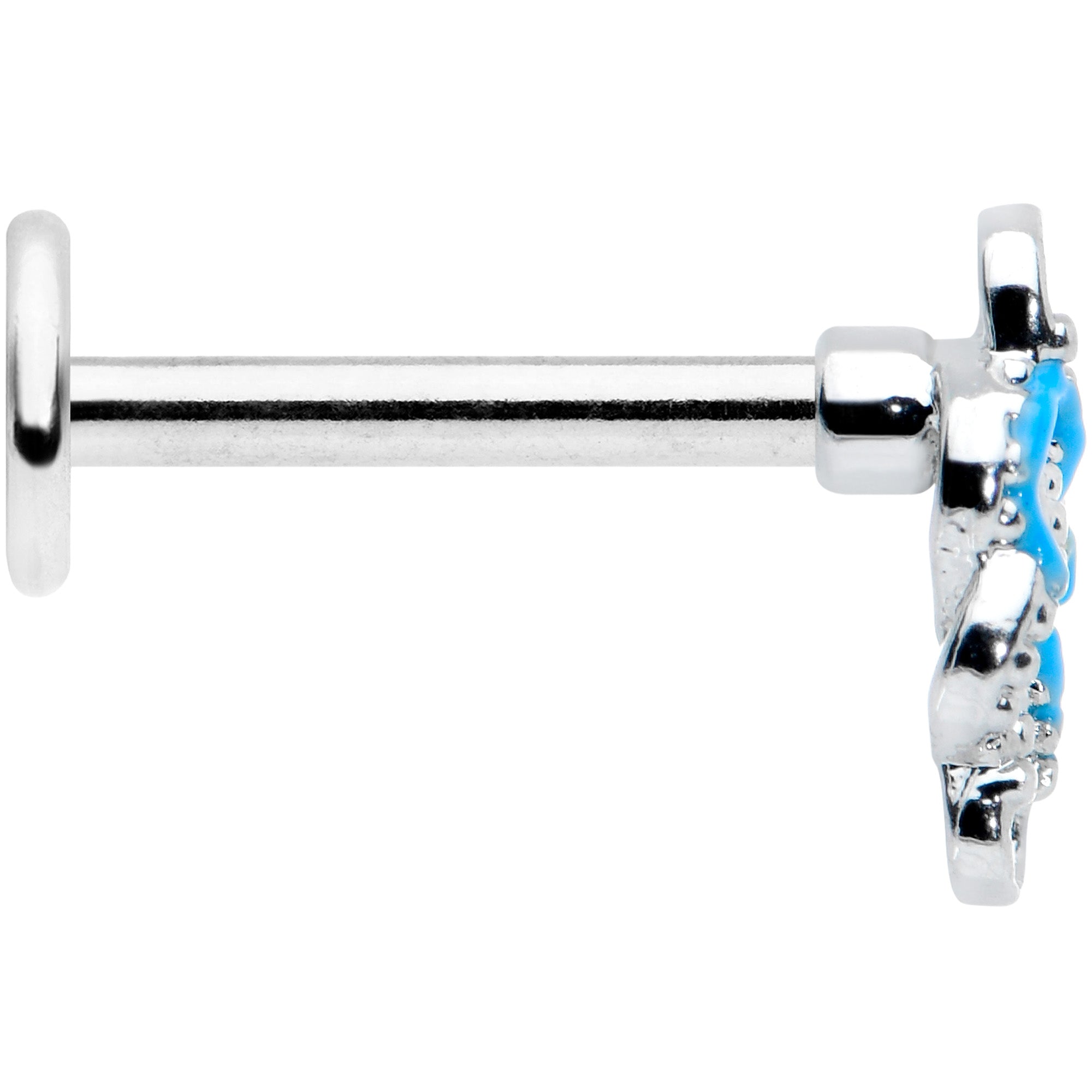 BodyCandy 16G 5/16 Celtic Knot Blue Labret Monroe Tragus — lifestyle context
