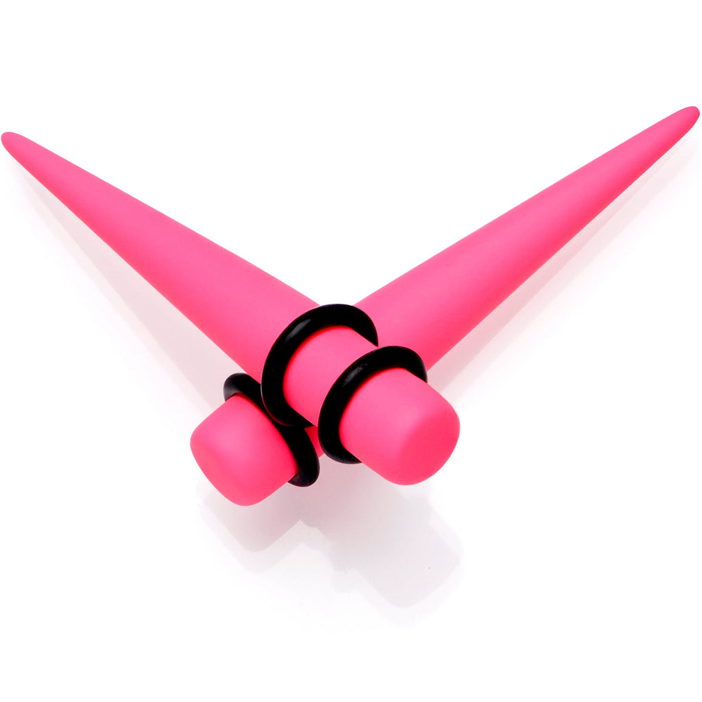 BodyCandy Pink Matte Acrylic Straight Taper Set 2G to 00G — main product shot