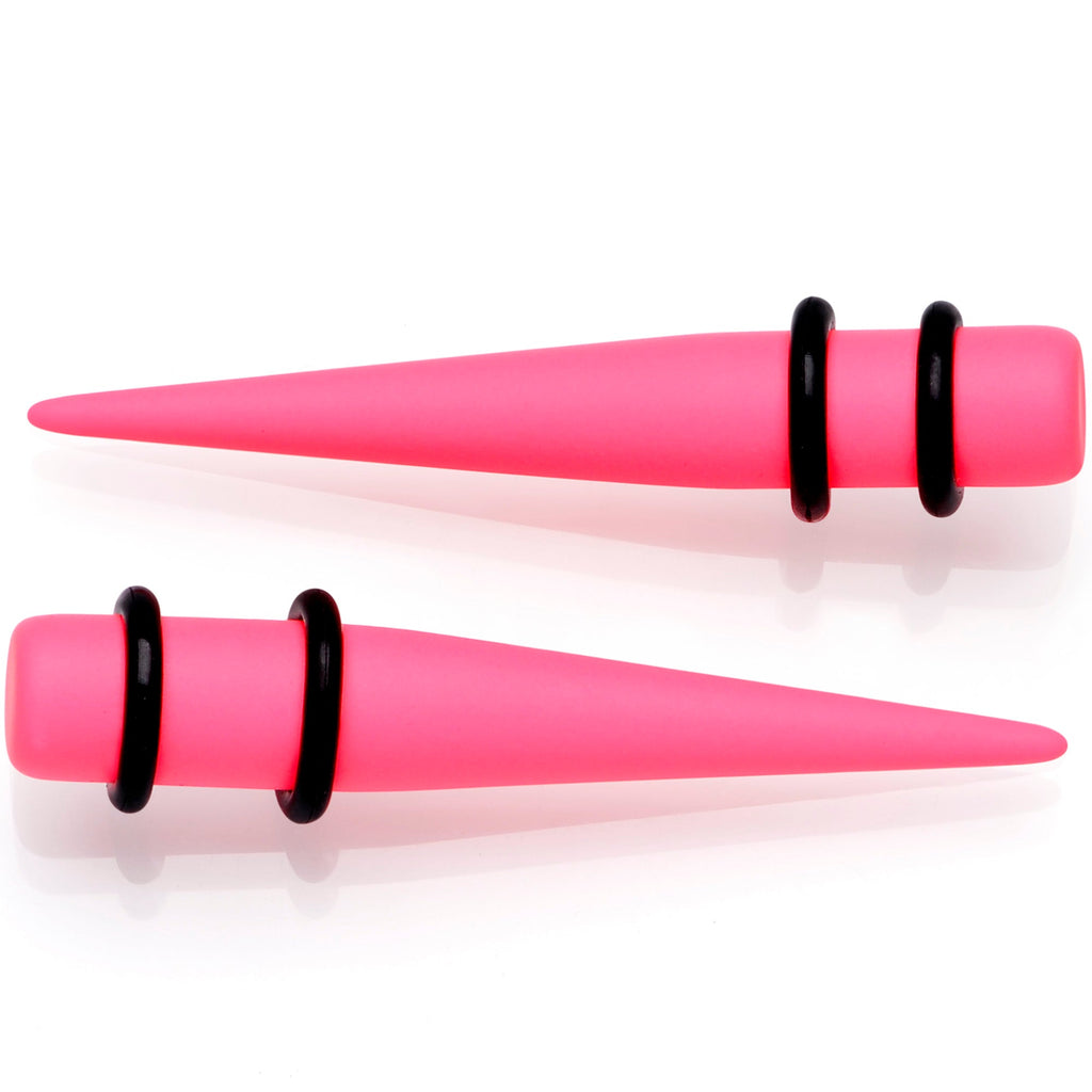 BodyCandy Pink Matte Acrylic Straight Taper Set 2G to 00G — lifestyle context