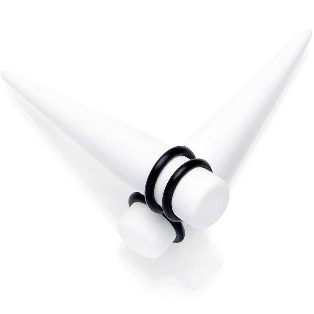 BodyCandy White Matte Acrylic Straight Taper Set 2G to 00G — feature highlight