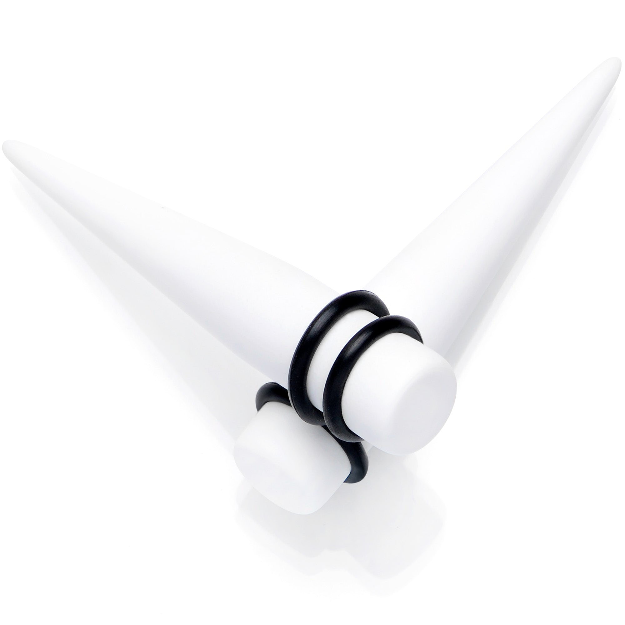 BodyCandy White Matte Acrylic Straight Taper Set 2G to 00G — feature highlight