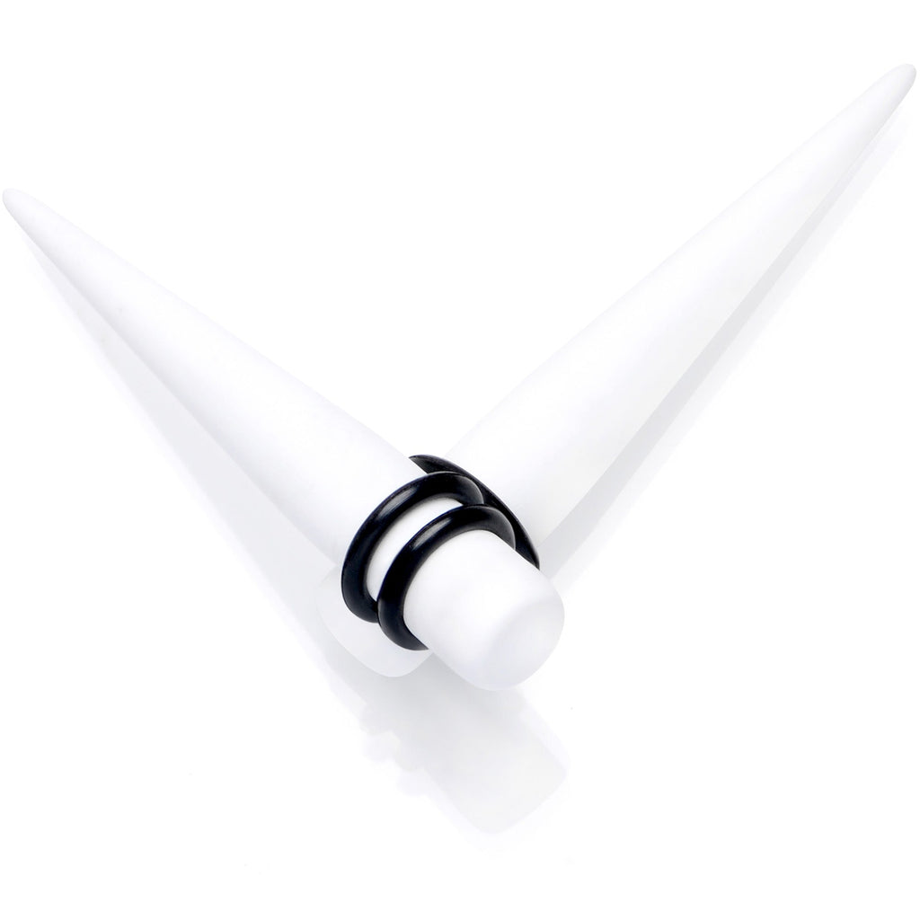 BodyCandy White Matte Acrylic Straight Taper Set 2G to 00G — main product shot