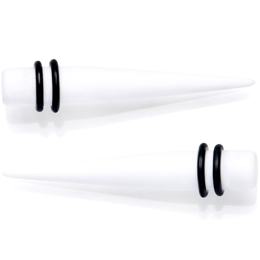 BodyCandy White Matte Acrylic Straight Taper Set 2G to 00G — lifestyle context