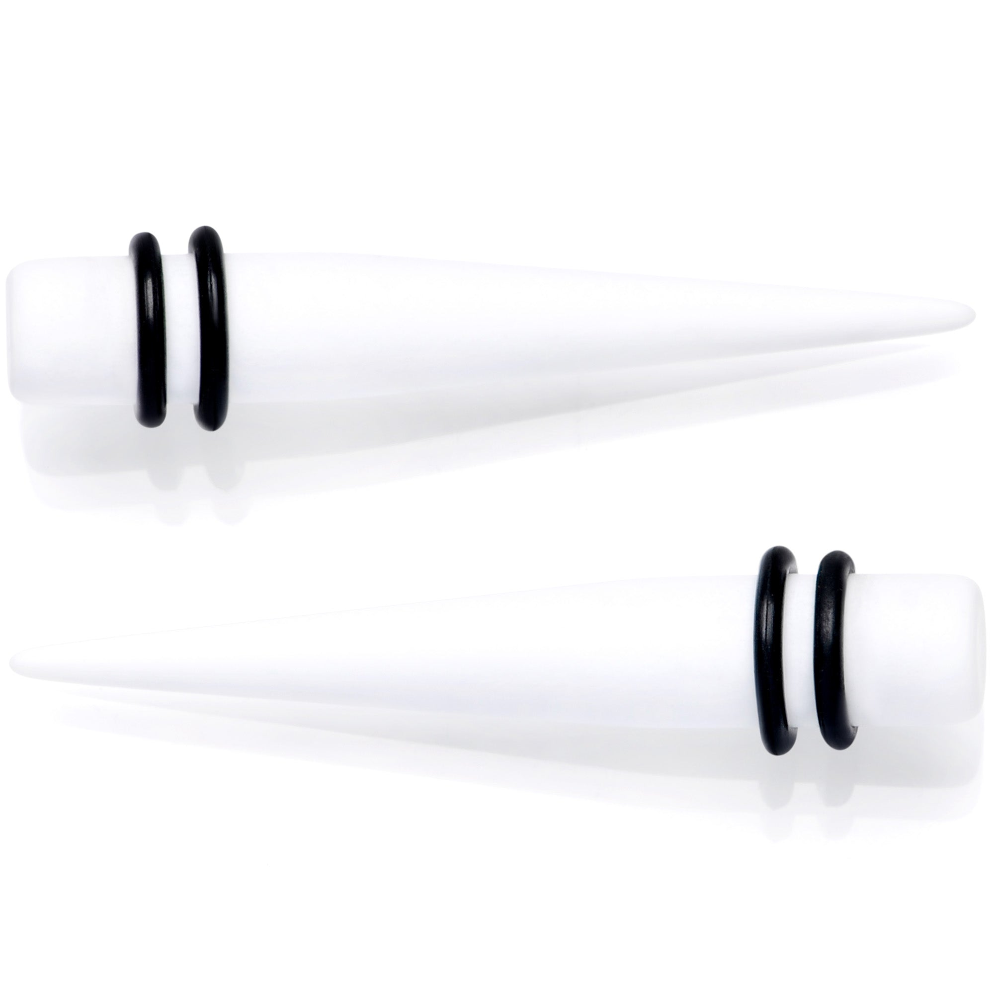 BodyCandy White Matte Acrylic Straight Taper Set 2G to 00G — lifestyle context