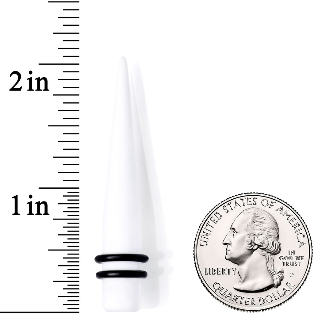 BodyCandy White Matte Acrylic Straight Taper Set 2G to 00G — side view