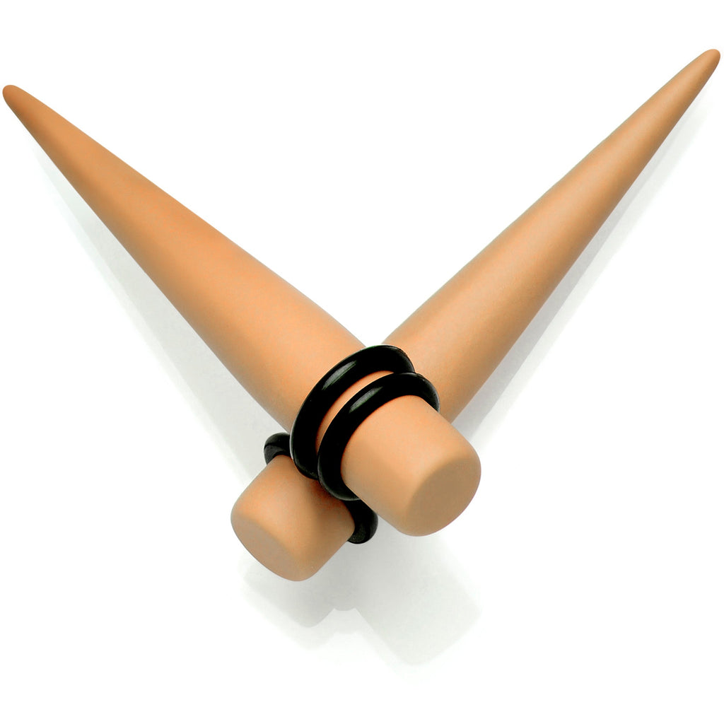 BodyCandy Tan Matte Acrylic Straight Taper Set 2G to 00G — main product shot