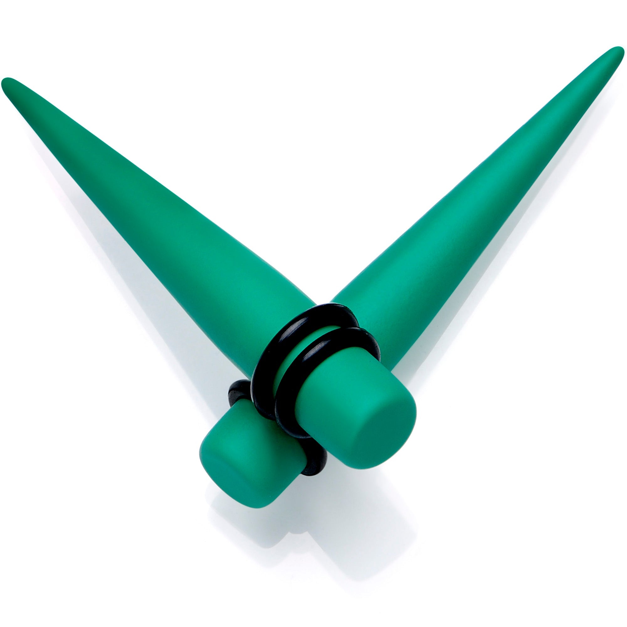 BodyCandy Green Matte Acrylic Straight Taper Set 2G to 00G — main product shot
