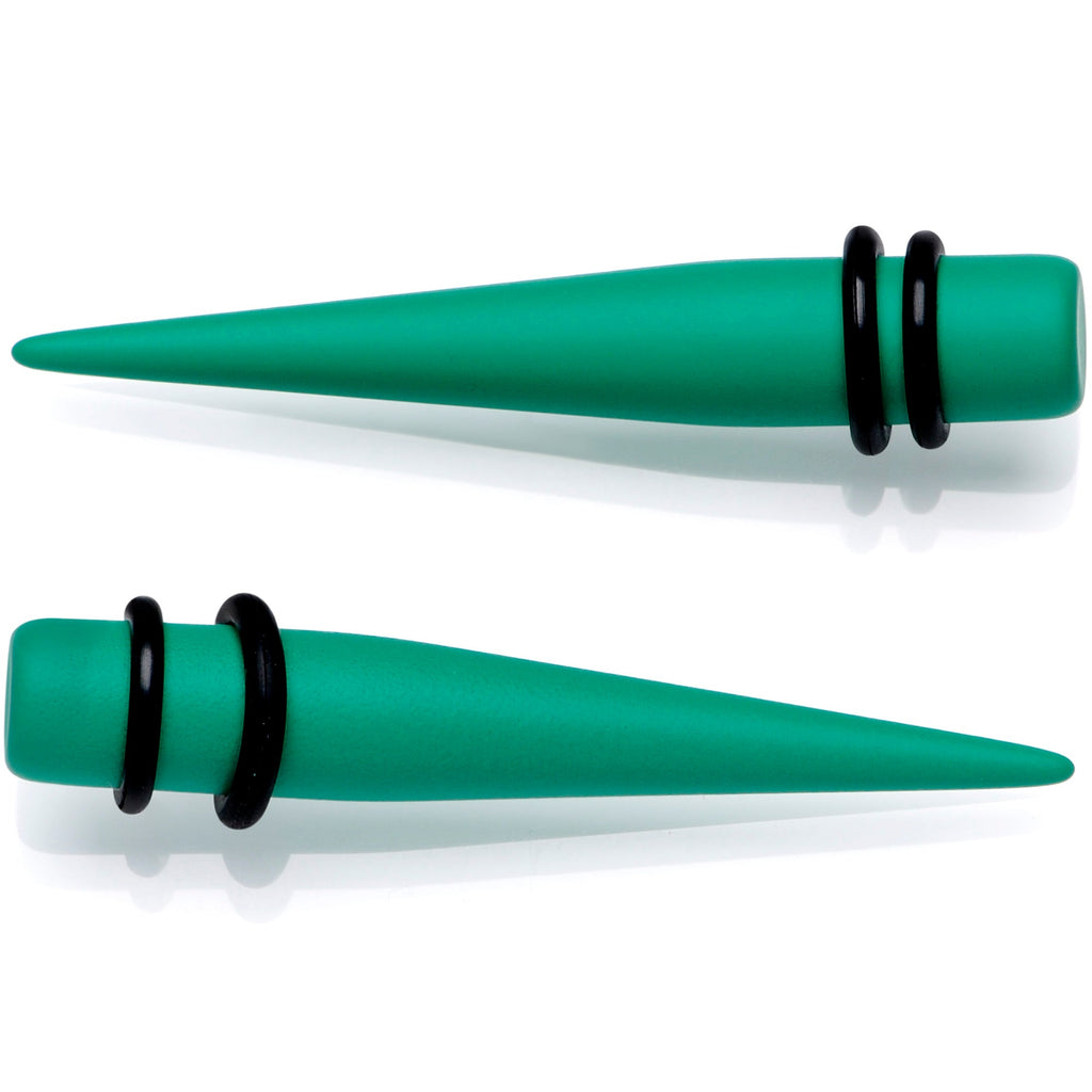 BodyCandy Green Matte Acrylic Straight Taper Set 2G to 00G — lifestyle context
