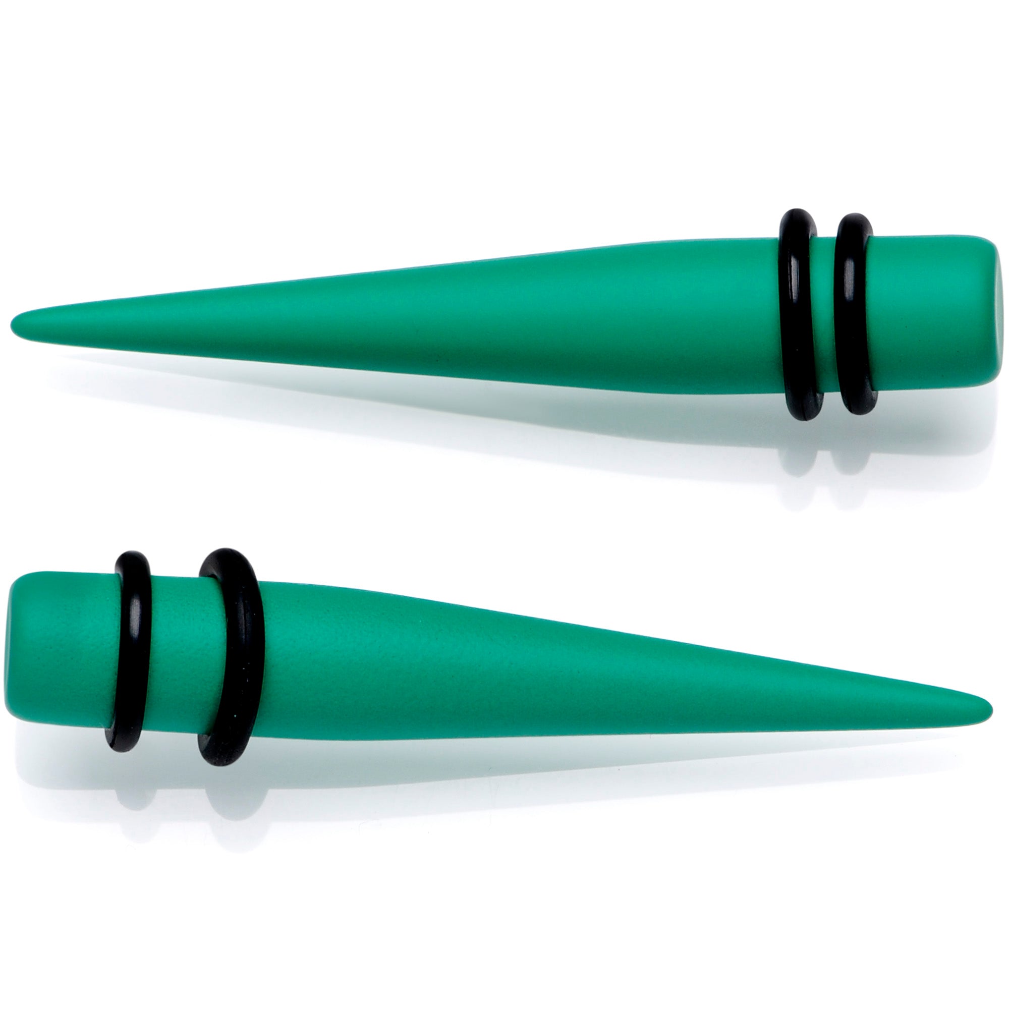 BodyCandy Green Matte Acrylic Straight Taper Set 2G to 00G — lifestyle context