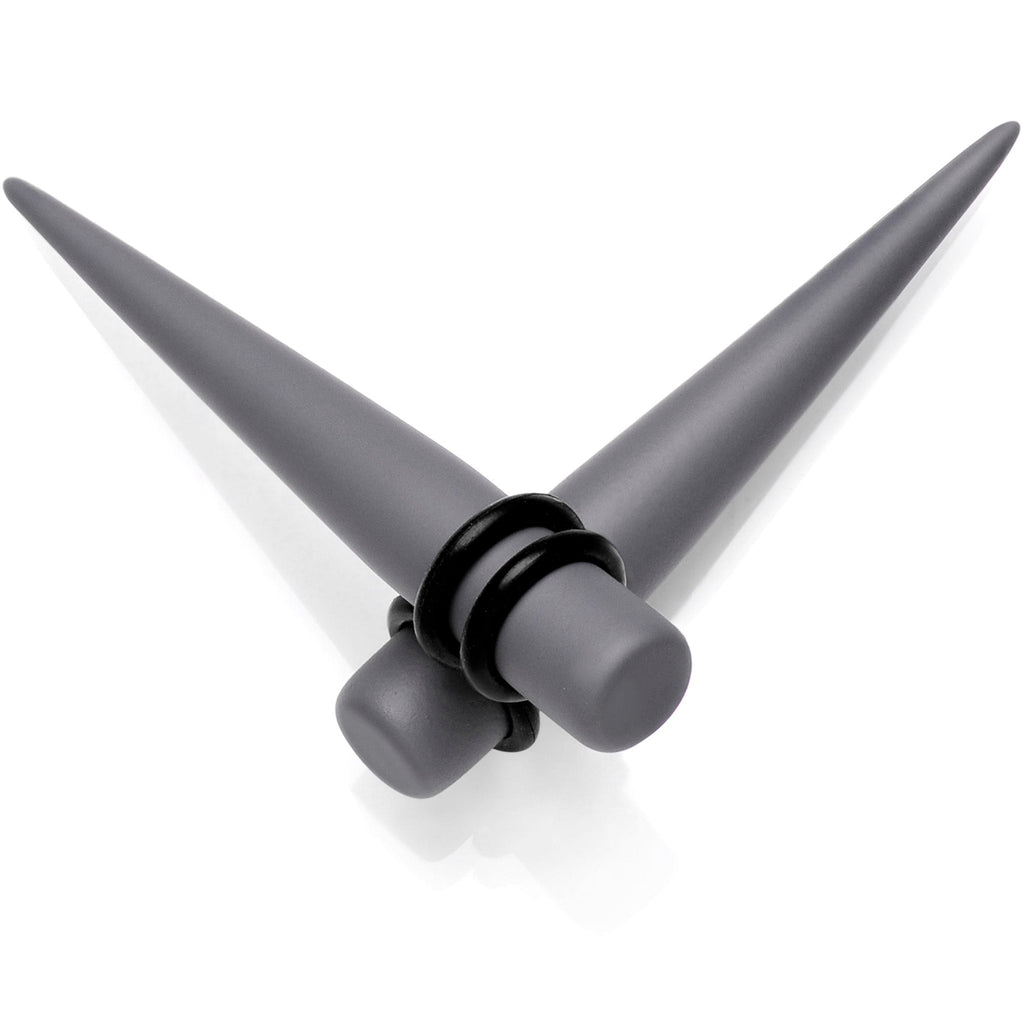 BodyCandy Grey Matte Acrylic Straight Taper Set 2G to 00G — main product shot