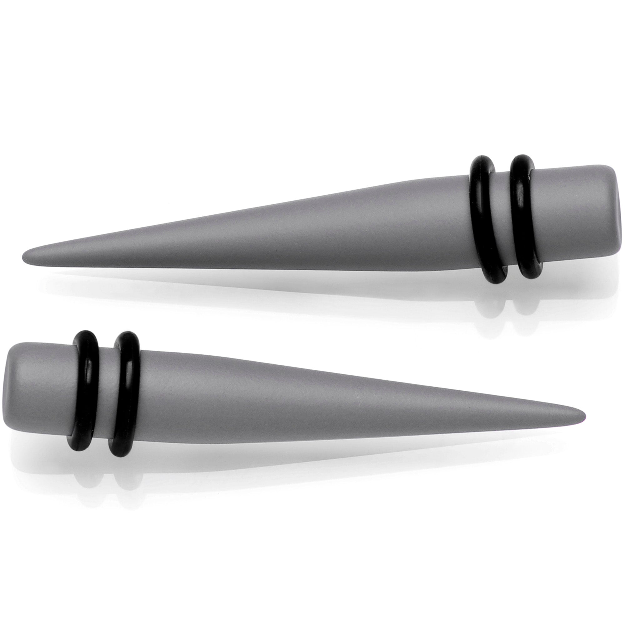 BodyCandy Grey Matte Acrylic Straight Taper Set 2G to 00G — lifestyle context
