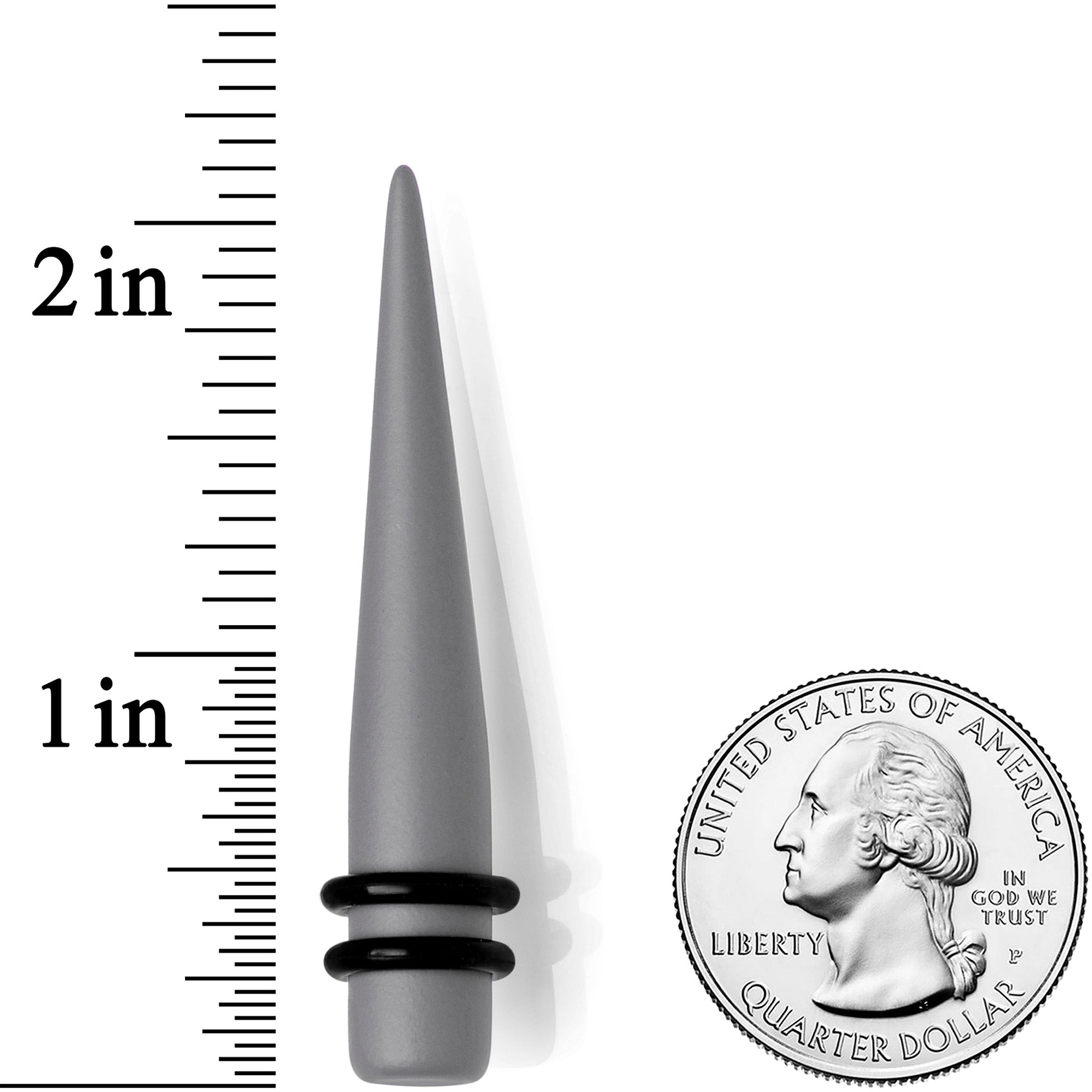 BodyCandy Grey Matte Acrylic Straight Taper Set 2G to 00G — side view