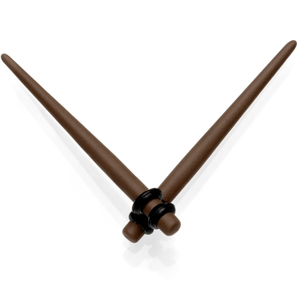 BodyCandy Dark Brown Matte Acrylic Straight Taper Set 12G to 00G — fabric or material detail