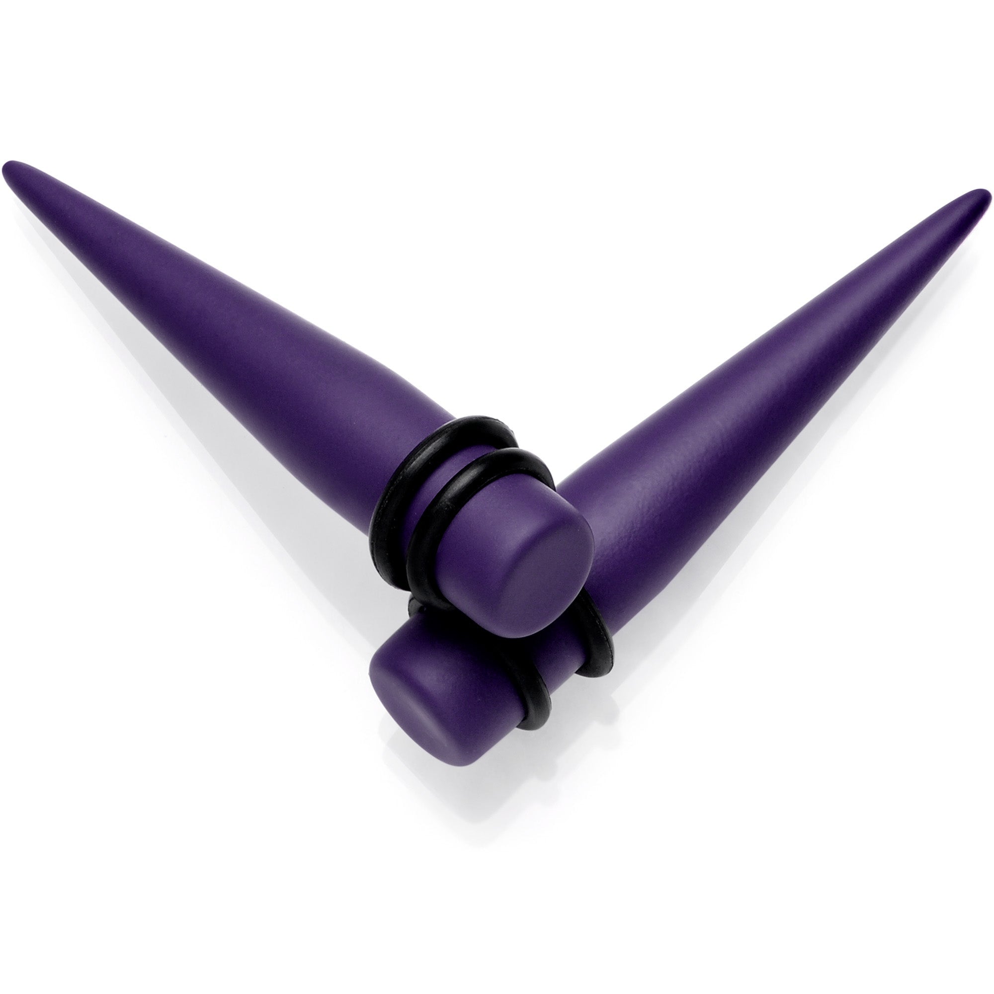 BodyCandy Dark Purple Matte Acrylic Straight Taper Set 12G to 00G — feature highlight