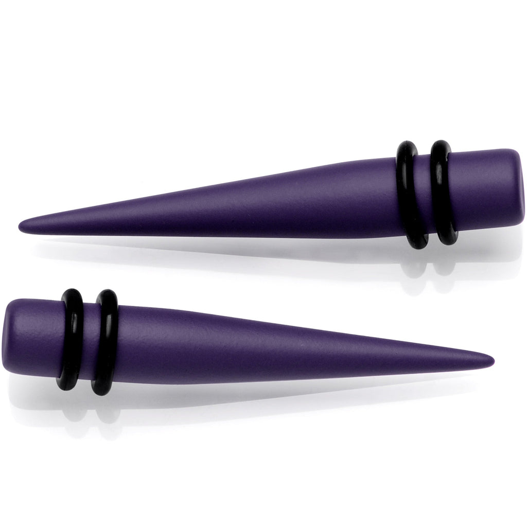 BodyCandy Dark Purple Matte Acrylic Straight Taper Set 12G to 00G — lifestyle context