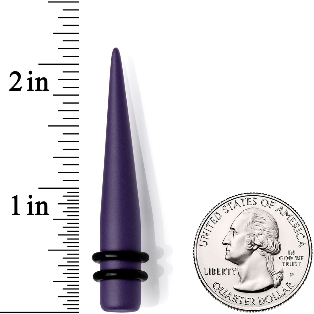 BodyCandy Dark Purple Matte Acrylic Straight Taper Set 12G to 00G — side view