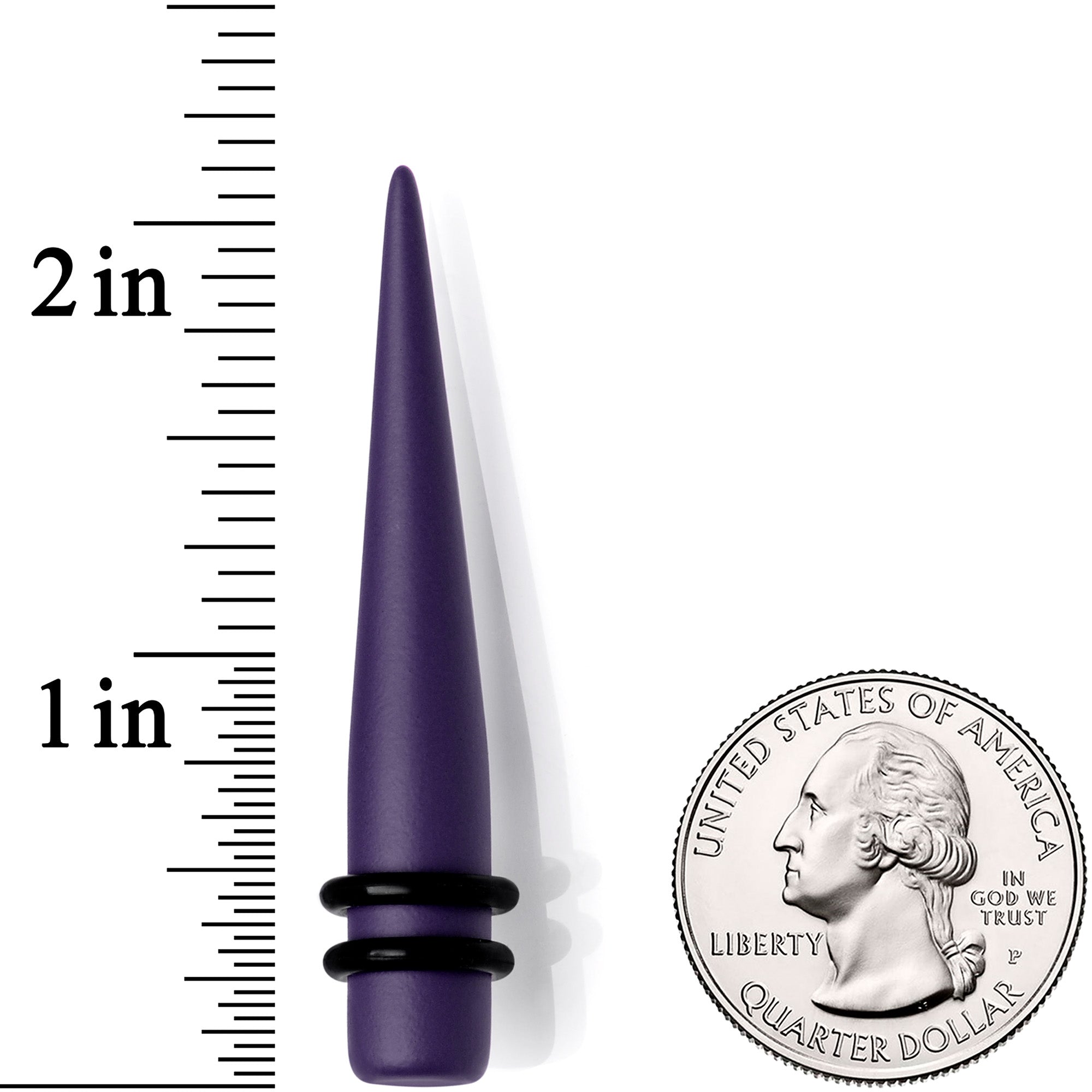 BodyCandy Dark Purple Matte Acrylic Straight Taper Set 12G to 00G — side view