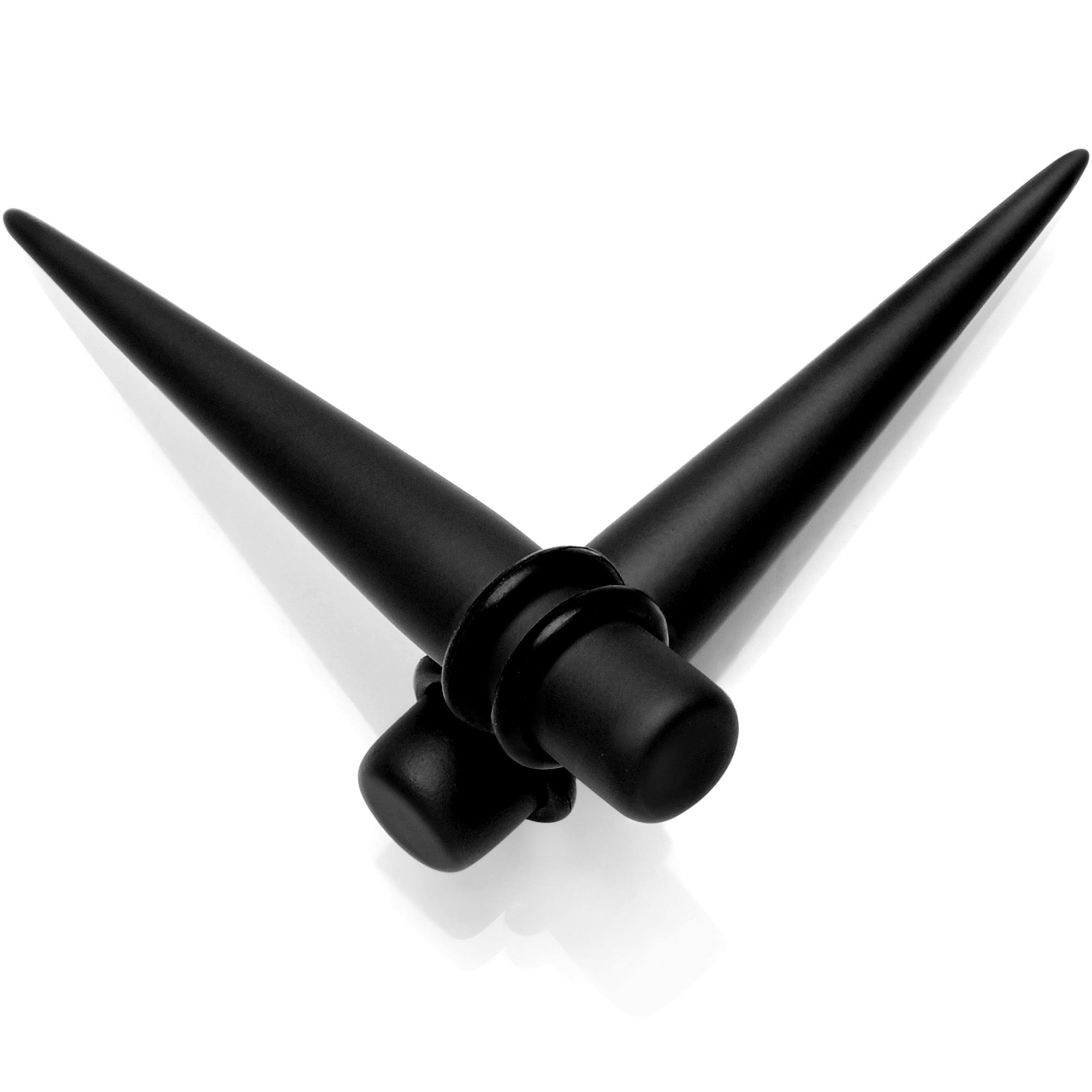 BodyCandy Black Matte Acrylic Straight Taper Set Available in Sizes 12G to 00G — main product shot