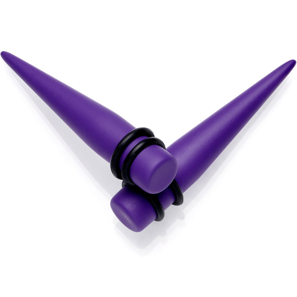BodyCandy Light Purple Matte Acrylic Straight Taper Set 12G to 00G — fabric or material detail