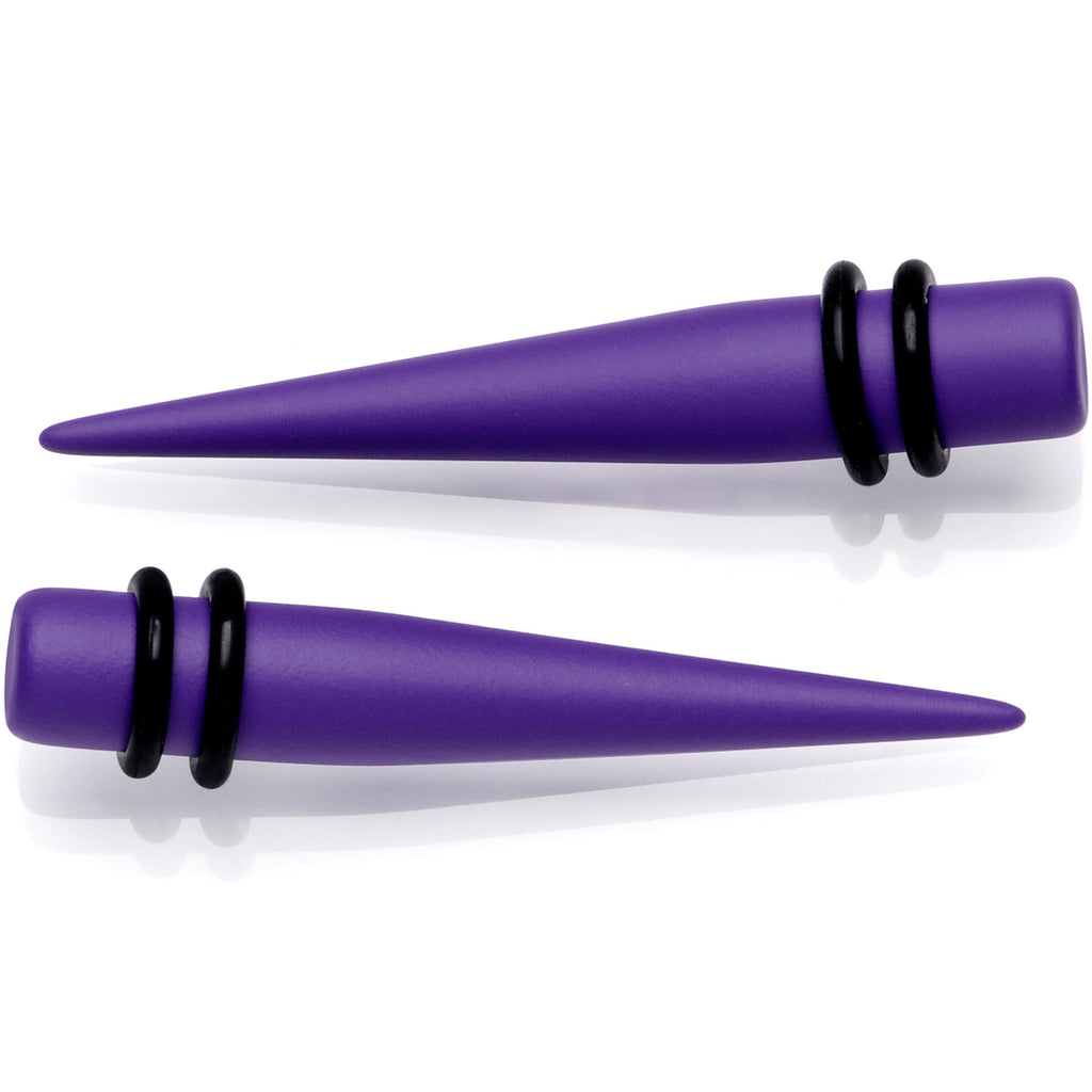 BodyCandy Light Purple Matte Acrylic Straight Taper Set 12G to 00G — detail close-up
